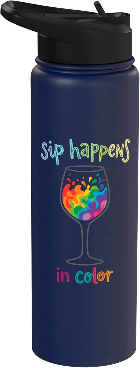 Wine Drinker Humor Tee Winery Life Wine Sommelier Sip Happens in Color Wine Lover Sommelier Drinking Party Tee Stainless Steel