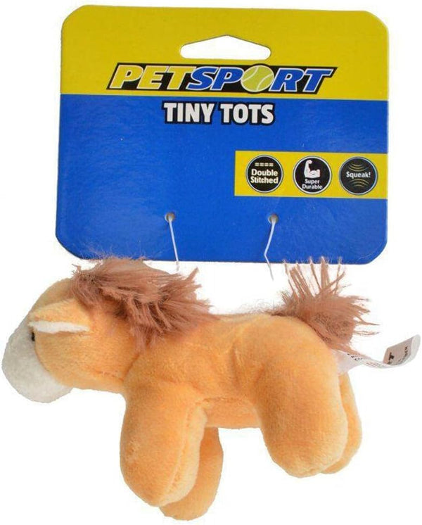 PetSport Tiny Tots Barn Buddies Dog Toy with Squeaker, 4 Inch, Assorted Designs (Single)