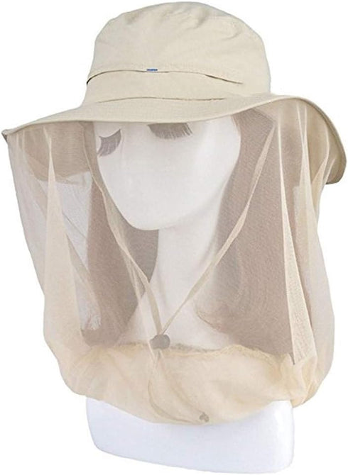 Mosquito Head Net Hat - Safari Sun Hat with Veil Mesh Protection from Insects