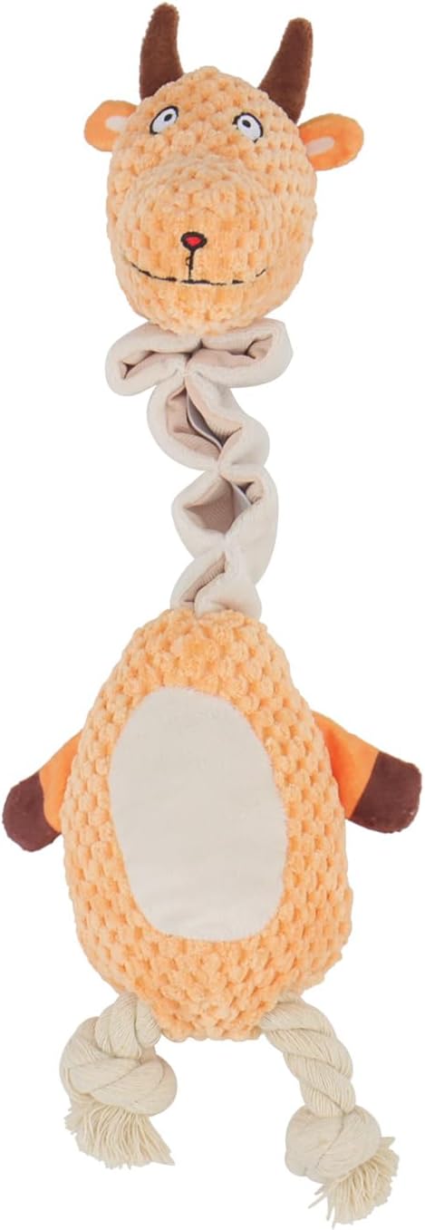 Durable Tough Squeaky Dog Toys, Stuffed Animal Chew Toy with Crinkle Paper, Interactive Rope Toys for All Dog Sizes,