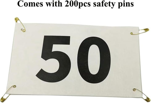1-50 Pack Durable Waterproof Marathon Race Bibs with Large Numbers - with Safety Pins