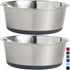 Gorilla Grip Stainless Steel Dog Bowl Set of 2, Heavy Duty Feeding Dishes with Rubber Base, Holds 6 Cups, Gray