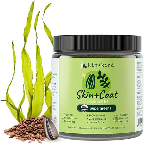 kin+kind Skin and Coat Supplement for Dogs & Cats Natural Vitamin Supplements
