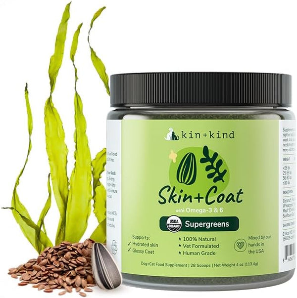 kin+kind Skin and Coat Supplement for Dogs & Cats Natural Vitamin Supplements