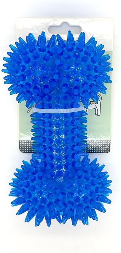 Dog Squeaky Bone Chew Toy for Aggressive Chewers, Durable Rubber Bone Toy for Teeth Cleaning, Blue Small