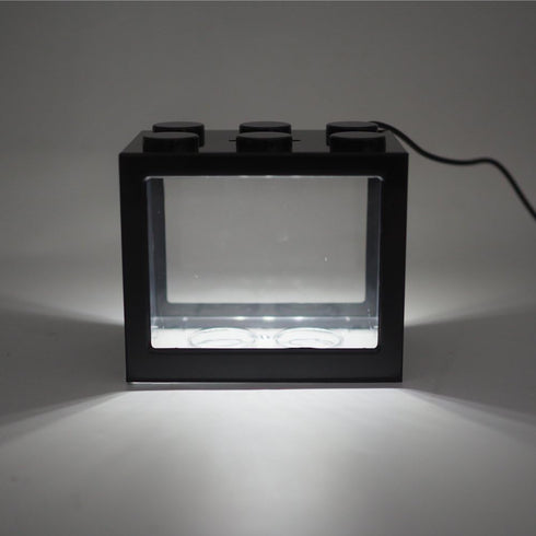 OMEM USB Mini Fish Tank, Desktop Micro-Landscape LED Aquarium Kit, Black