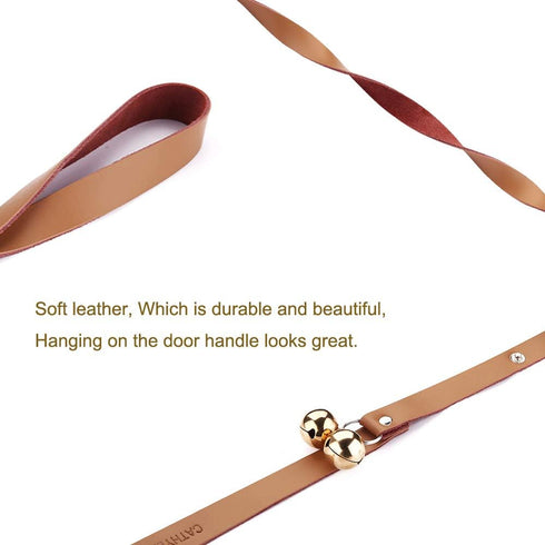 Leather Dog Doorbells for Door Knob, Adjustable Brass Potty Training Bells for Puppy to Go Outside, Easy Dog Door Bell