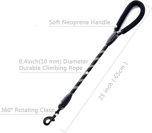 Dog Leash Short Training Dog leashes for Medium Large Dogs with Comfortable Padded Handle Up to 80lbs Black