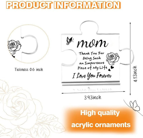 Mommy Mommy I Love You Gift for Mom Acrylic Puzzle Mom Plaque Desk Decor for Mother Birthday Christmas Gift Keepsake