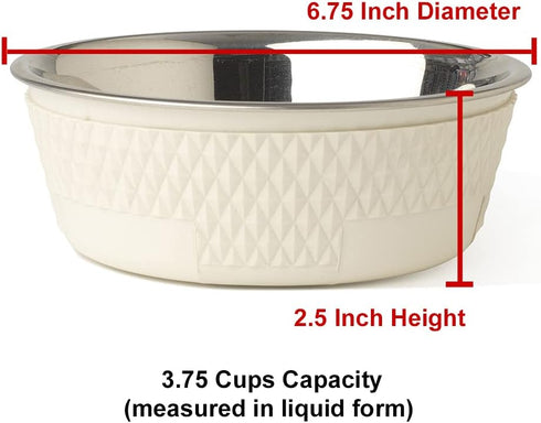 PetRageous 16010 Kona Stainless Steel Non-Slip Dog Bowl, 3.75-Cup, 6.75-Inch Diameter for Medium and Large Dogs