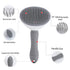 Cat Brush with Release Button, Universal for Cats and Dogs, One Click Release, Brush and Flea Comb Set (Grey)