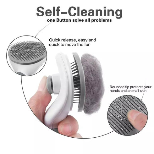 Cat Grooming Brush, Self Cleaning Slicker Brush for Dogs and Cats, Dog Massage Brush (GRAY)