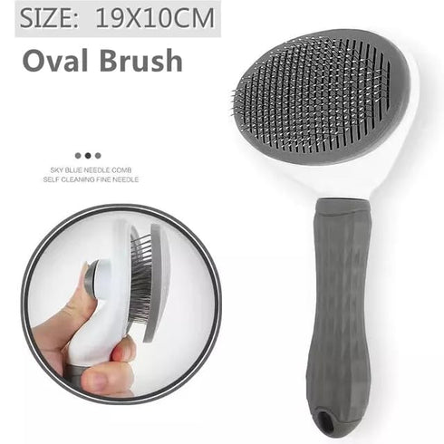 Cat Grooming Brush, pet brush hair remover, Self Cleaning Slicker Brushes for Dogs Cats, dog massage brush (GRAY)