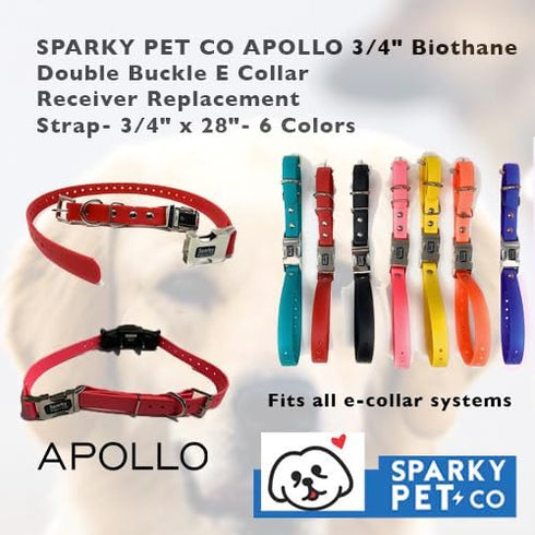 Sparky Pet Co - Apollo ECollar Replacement Strap - Waterproof Biothane Dog Collar - Adjustable, 3/4" x 28" (Teal)