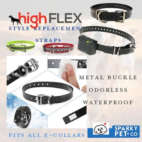 Sparky Pet Co Reflective Yellow 1" Roller Buckle Dog Collar | High Flex, Compatible with E Collar Systems