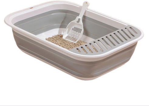 17.7"13.4" BNOSDM Collapsible Small Cat Litter Box for Kittens Open Potty Pan Foldable Cat Toilet with Scoop Senior