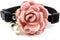 Everflowering Rose Flower Cat Dog Collar Bow Tie, Suede Puppy Necklace with Bell, Adjustable (Pink, XS)