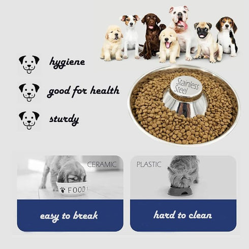 Puppy Dog Bowl, Stainless Steel Feeder for Small, Medium, and Large Dogs, Basic Food and Water Bowls
