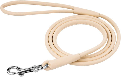 CollarDirect Rolled Leather Dog Leash 4ft, Soft Padded Training Lead 6ft for Small Medium Large Dogs
