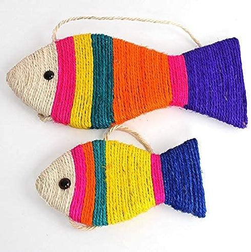 Meco Cat Scratch Pad, Creative Fish Shaped Claw Scratcher Toy with Hanging Rope for Wall or Floor Use