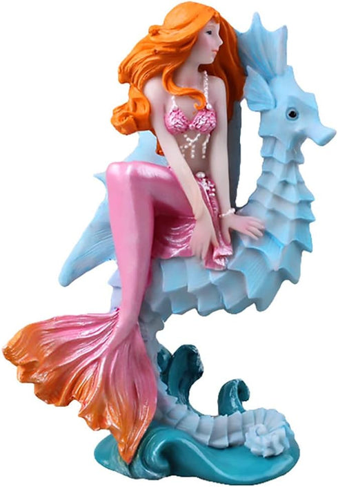 Aquarium Ornament - Seahorse Mermaid Decorations, Fish Tank Supplies, Mediterranean Princess Statue