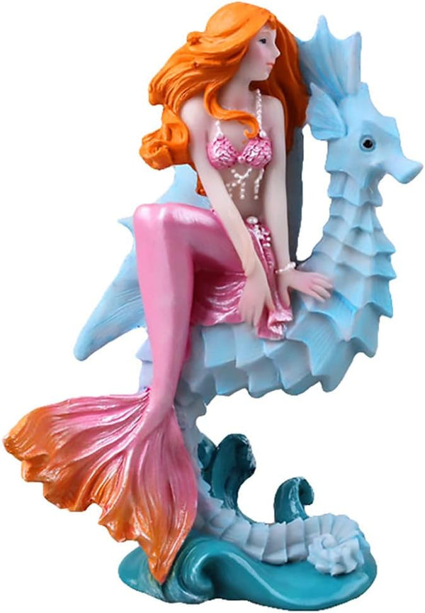 Aquarium Ornament - Seahorse Mermaid Decorations, Fish Tank Supplies, Mediterranean Princess Statue