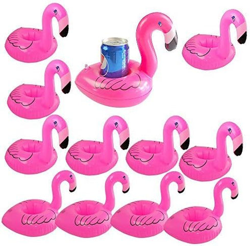 Flamingo Inflates Coasters - Inflatable Drink Holder Float Coasters, 12-Pack