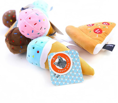 Generic Dog Plush Squeaky Toys Fruit & Dessert Series, Soft Chew Toys for Small, Medium & Large Dogs, Interactive