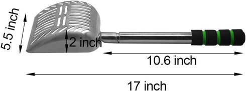 Cat Litter Scooper, Metal Cat Litter Scoop, Long Handle Aluminum Litter Box Scooper for Multi-Cat Families