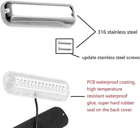 2pcs 42LEDs Sailboat Waterproof Marine Boat Lights, Stainless Steel Underwater Lighting Boat Transom Navigation Drain