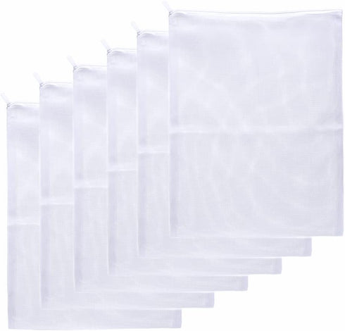 Large Aquarium Filter Bags - Reusable Mesh Bags with Plastic Zipper (7.5 x 12 inch, 6 Pack)