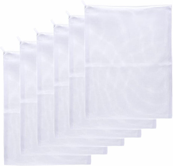 Large Aquarium Filter Bags - Reusable Mesh Bags with Plastic Zipper (7.5 x 12 inch, 6 Pack)