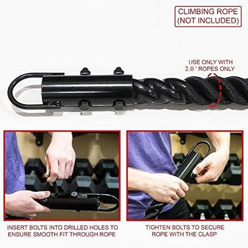 Vehcarc Climbing Rope Clamp, 2.0” Rope Attachment Hook for Garage Home Gym Workout Fitness Strength Training