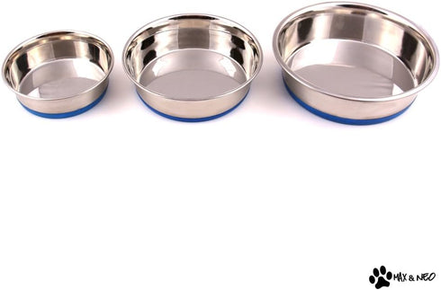 Max and Neo Heavyweight Non-Skid Rubber Bottom Stainless Steel Dog Bowl - Small 32oz, 6.5" Diameter, We Donate a Bowl