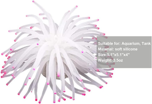 Mallofusa Artificial Sea Anemone – Silicone Fish Tank Decoration Ornament (White)