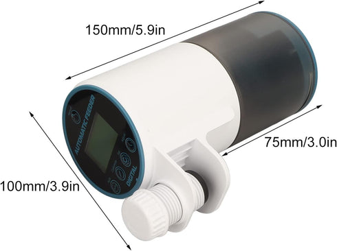 Automatic Fish Feeder, Quiet Waterproof Electric Auto Feeder, 200ml Intelligent Timer for Fish Pond Holiday