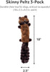 ZippyPaws Skinny Peltz - 18" Chipmunk, Lemur, Monkey No Stuffing Squeaky Dog Toys, Bulk Multi-Pack