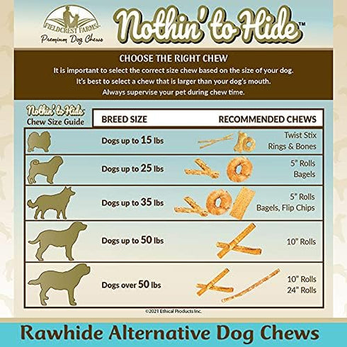 Fieldcrest Farms 3 Pack of Nothin' to Hide Chicken Rings and Bones, 12 Count Each, Rawhide Alternative Chews