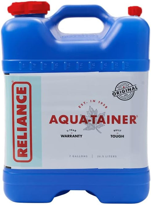 Reliance Products Aqua-Tainer 7 Gallon Rigid Water Container, Blue, 11.3 Inch x 11.0 Inch x 15.3 Inch