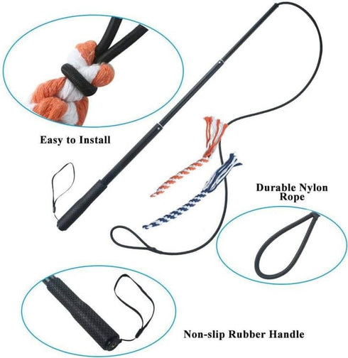 ASOCEA Dog Extendable Teaser Wand, Pet Flirt Stick Pole for Small Medium Large Dogs, Interactive Training Toy