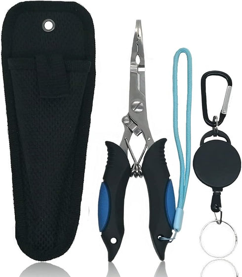 Stainless Steel Fishing Pliers - Needle Nose Plier for Cutting Fishing Line, Multitool Pliers with Sheath and