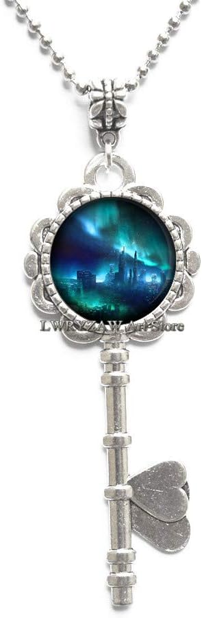 LWRYZAW City Aurora Pendant Key Necklace,Light Jewelry, Light Key Necklace,Simple Key Necklace,Handmade Key
