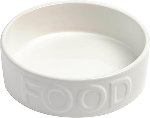Park Life Ceramic Pet Bowls – Food Water Bowls for Small, Medium, Large Dogs and Cats - Cute Puppy Bowls (Medium, White)
