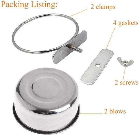 kathson 2 Pack Bird Feeding Dish Cups, Stainless Steel Parrot Feeders with Clamp Holder for Parakeet Cockatiels Conure