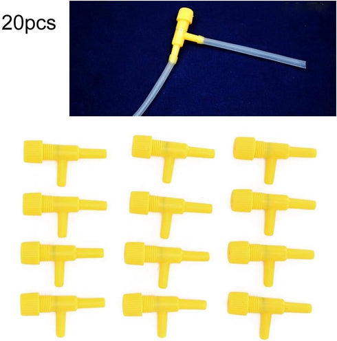 Zerodis 20Pcs Aquarium Airflow Control Valve, Plastic Fish Air Pump Regulating Valves for 4mm Tube
