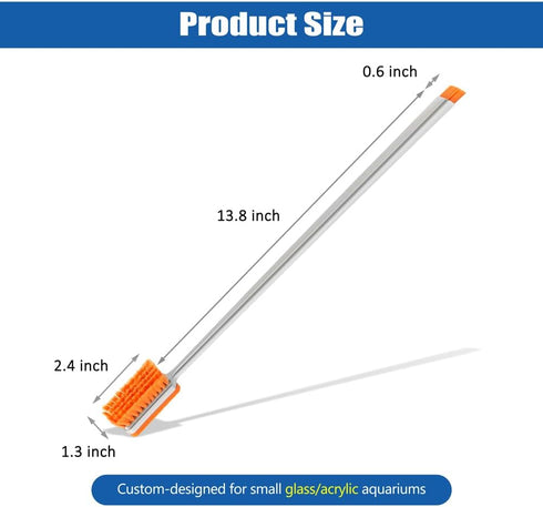 DaToo Small Glass Aguarium Cleaning Tool Algae Scraper for Acrylic Aquariums Fish Tank Cleaner Brush (Longer Size)
