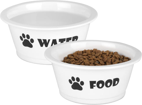 FOREYY Set of 2 Ceramic Dog Cat Bowl Set - Pet Porcelain Food & Water Feeder Dish Bowls, Dishwasher Safe