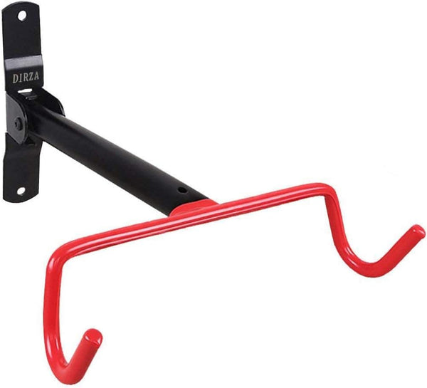 Foldable Bike Wall Mount Hanger, Horizontal Bicycle Storage Rack with Screws, Red Bike Hook for Garage Indoor Shed