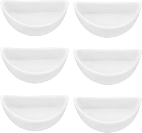 ECSiNG 6PCS Hermit Crab Mini Ceramic Dish 4.21x2x1.05cm Semicircle Shape Reptile Food Bowl