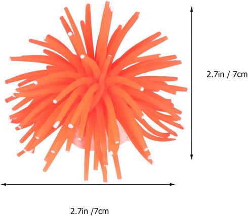 TEHAUX Simulation Sea Urchins Coral, Aquarium Fish Tank Decoration Fish Tank Landscaping Ornaments Elastic Coral Crafts Aquarium Ornament (Orange)